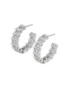 Nadri Cassi Cubic Zirconia Double Row Small Hoop Earrings In Silver