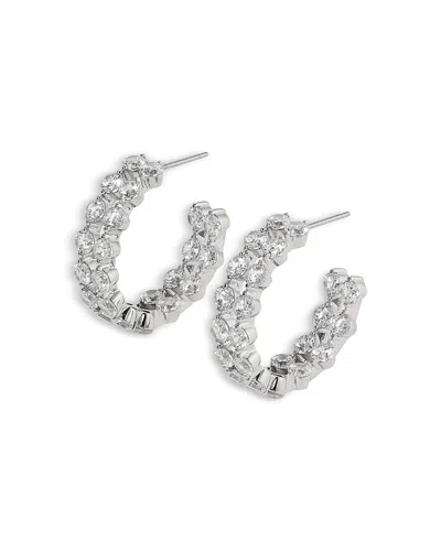 NADRI CASSI CUBIC ZIRCONIA DOUBLE ROW SMALL HOOP EARRINGS