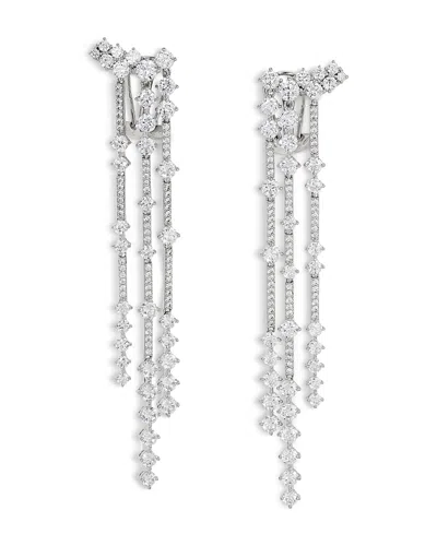 Nadri Cassi Cubic Zirconia Fringe Cluster Statement Earrings In Silver