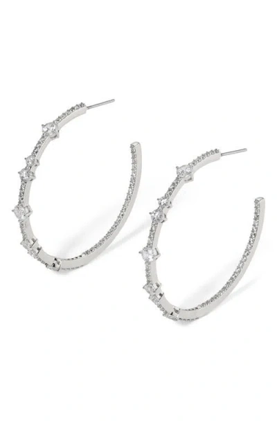 Nadri Cassi Cubic Zirconia Inside Out Hoop Earrings In Rhodium