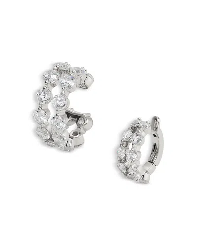 Nadri Cassi Cubic Zirconia Single Cuff & Single Hoop Clip On Earrings, Set Of 2 In Silver