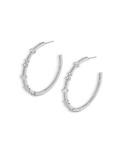 NADRI CASSI CUBIC ZIRCONIA SKINNY MEDIUM HOOP EARRINGS