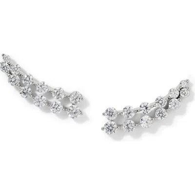 Nadri Cassi Double Row Cubic Zirconia Stud Earrings In Rhodium