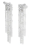 Nadri Cassi Cubic Zirconia Fringe Cluster Statement Earrings In Silver