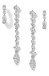 Nadri Cassi Set Of 2 Huggie Hoops & Linear Drop Earrings In Rhodium