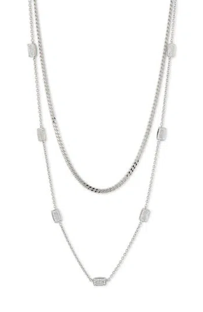 Nadri Cece Layered Chain Necklace In Metallic