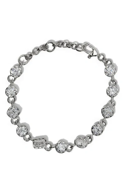 Nadri Celine Cubic Zirconia Line Bracelet In Rhodium