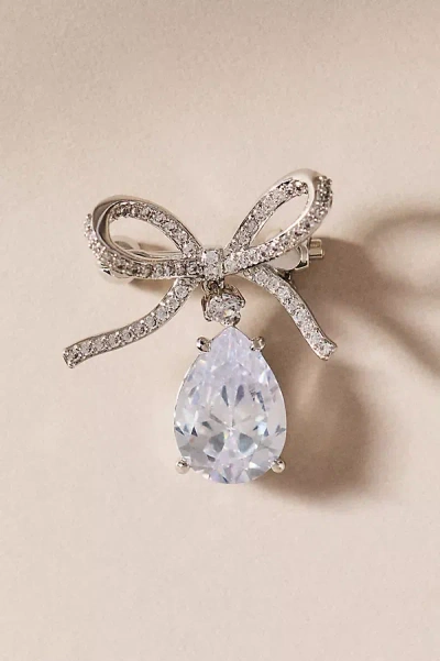 Nadri Ceremony Bow Lapel Pin In Silver