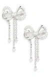 Nadri Chain Drop Bow Earrings In Silver