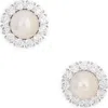 Nadri Chiara Faux Pearl & Cubic Zirconia Halo Stud Earrings In White