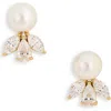 Nadri Chiara Faux Pearl & Cubic Zirconia Stud Earrings In Gold