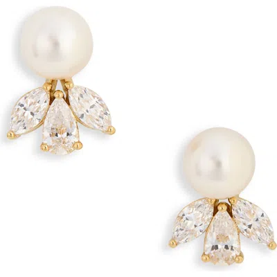 Nadri Chiara Faux Pearl & Cubic Zirconia Stud Earrings In Gold
