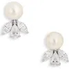 Nadri Chiara Faux Pearl & Cubic Zirconia Stud Earrings In Silver