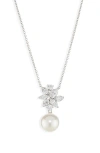 Nadri Chiara Faux Pearl Pendant Necklace In Metallic