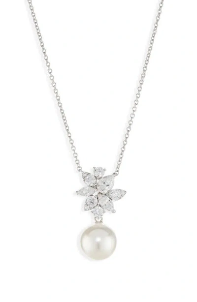 Nadri Chiara Faux Pearl Pendant Necklace In Metallic