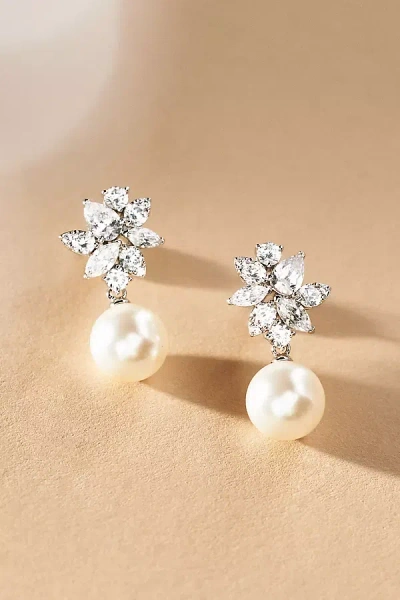 Nadri Chiara Pearl Drop Earrings In Silver