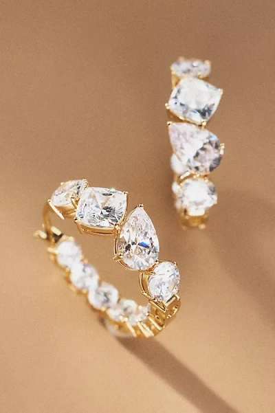 Nadri Chunky Crystal Inside-out Hoop Earrings In Gold