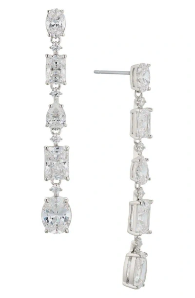 Nadri Cora Cubic Zirconia Linear Drop Earrings In Rhodium