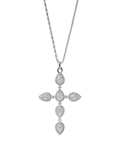 Nadri Crushed Cubic Zirconia Halo Cross Pendant Necklace, 22 In Metallic