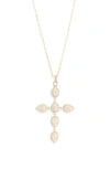 Nadri Crushed Halo Cross Pendant Necklace In Gold