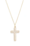 Nadri Crushed Pavé Cross Pendant Necklace In Gold