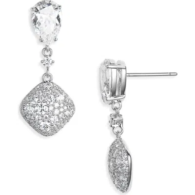 Nadri Crushed Pavé Cubic Zirconia Drop Earrings In Silver