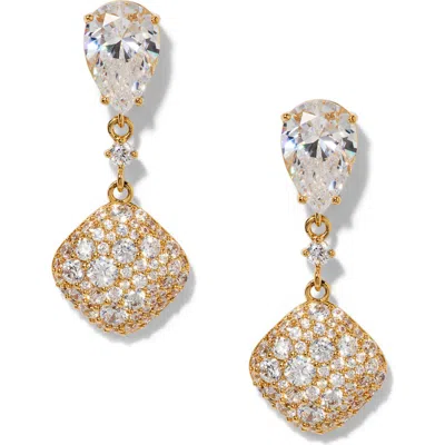Nadri Crushed Pavé Double Drop Earrings In Gold