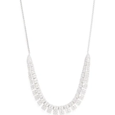 Nadri Crushed Pavé Frontal Necklace In Rhodium