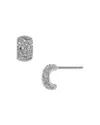 Nadri Crushed Pave Rhodium Plated Stud Earrings, 0.4l In Silver