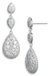 Nadri Crushed Pavé Triple Drop Earrings In Silver