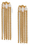 Nadri Crystal Embellishe Chain Fringe Drop Earrings In Gold
