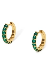 Nadri Crystal Huggie Hoop Earrings In Gold/green