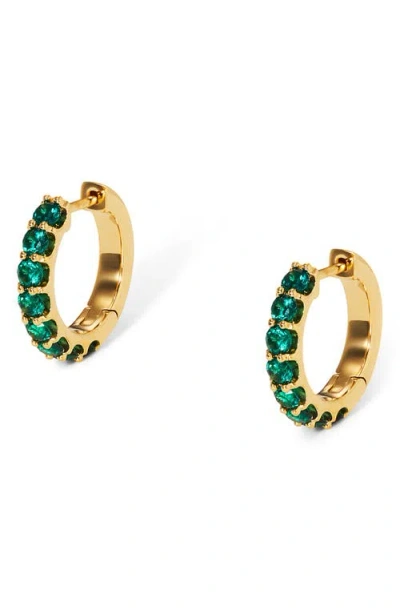 Nadri Crystal Huggie Hoop Earrings In Gold/green
