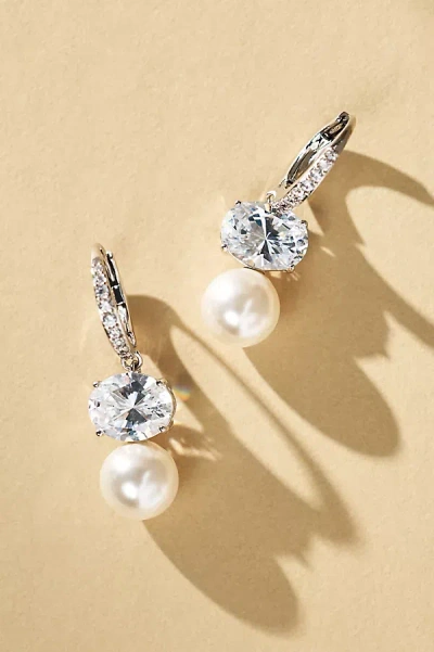Nadri Crystal Pearl Drop Earrings In Transparent