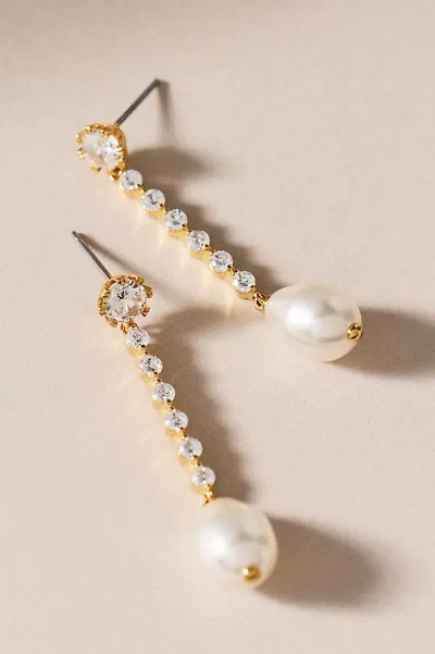 Nadri Crystal Pearl Drop Earrings In Gold
