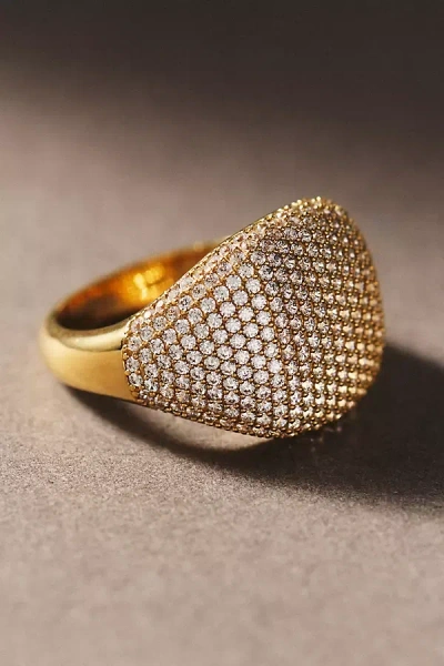 Nadri Crystal Signet Ring In Gold