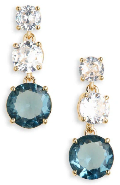 Nadri Cubic Zirconia & Crystal Triple Drop Earrings In Gold/ Blue