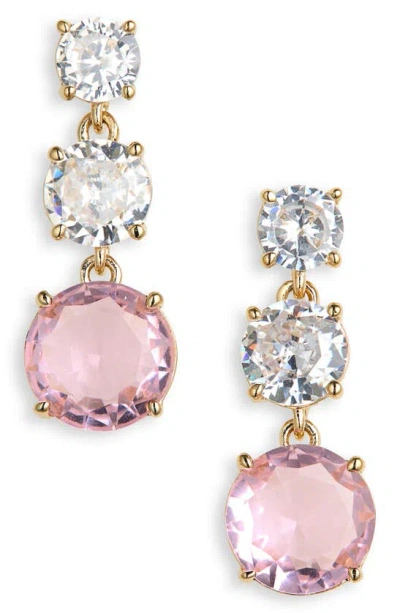 Nadri Cubic Zirconia & Crystal Triple Drop Earrings In Pink