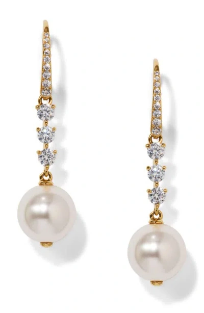 Nadri Cubic Zirconia & Faux Pearl Drop Earrings In Metallic