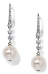 Nadri Cubic Zirconia & Faux Pearl Drop Earrings In Metallic