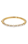Nadri Cubic Zirconia & Faux Pearl Hinge Bangle Bracelet In Gold