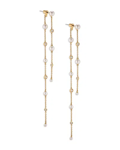 Nadri Cubic Zirconia & Imitation Pearl Front To Back Earrings In Yellow
