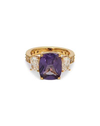 Nadri Cubic Zirconia & Purple Stone Cocktail Ring In 18k Gold Plated