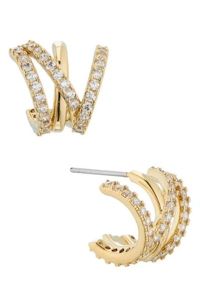 Nadri Twilight Pave Cage Hoop Earrings In 18k Gold Plated