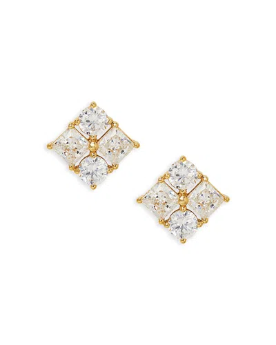 Nadri Cubic Zirconia Cluster Stud Earrings In 18k Gold Plated