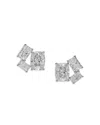 Nadri Cubic Zirconia Cluster Stud Earrings In Rhodium Plated