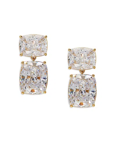 Nadri Cubic Zirconia Double Drop Earrings In 18k Gold Plated