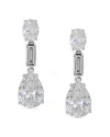 Nadri Cubic Zirconia Drop Earrings In Rhodium Plated In Silver