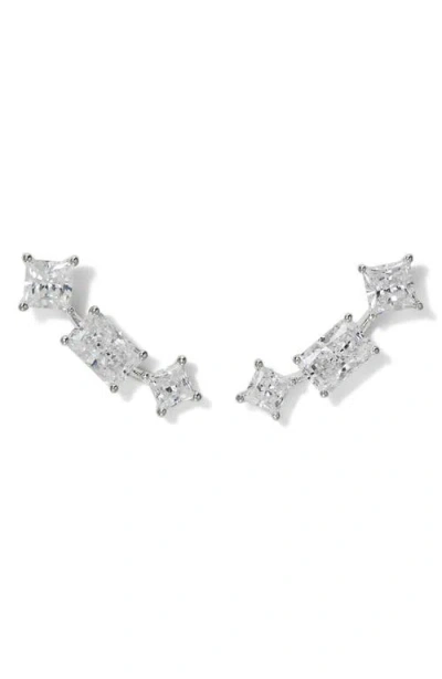 Nadri Cubic Zirconia Ear Crawlers In Rhodium