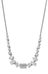 Nadri Cubic Zirconia Frontal Necklace In Rhodium